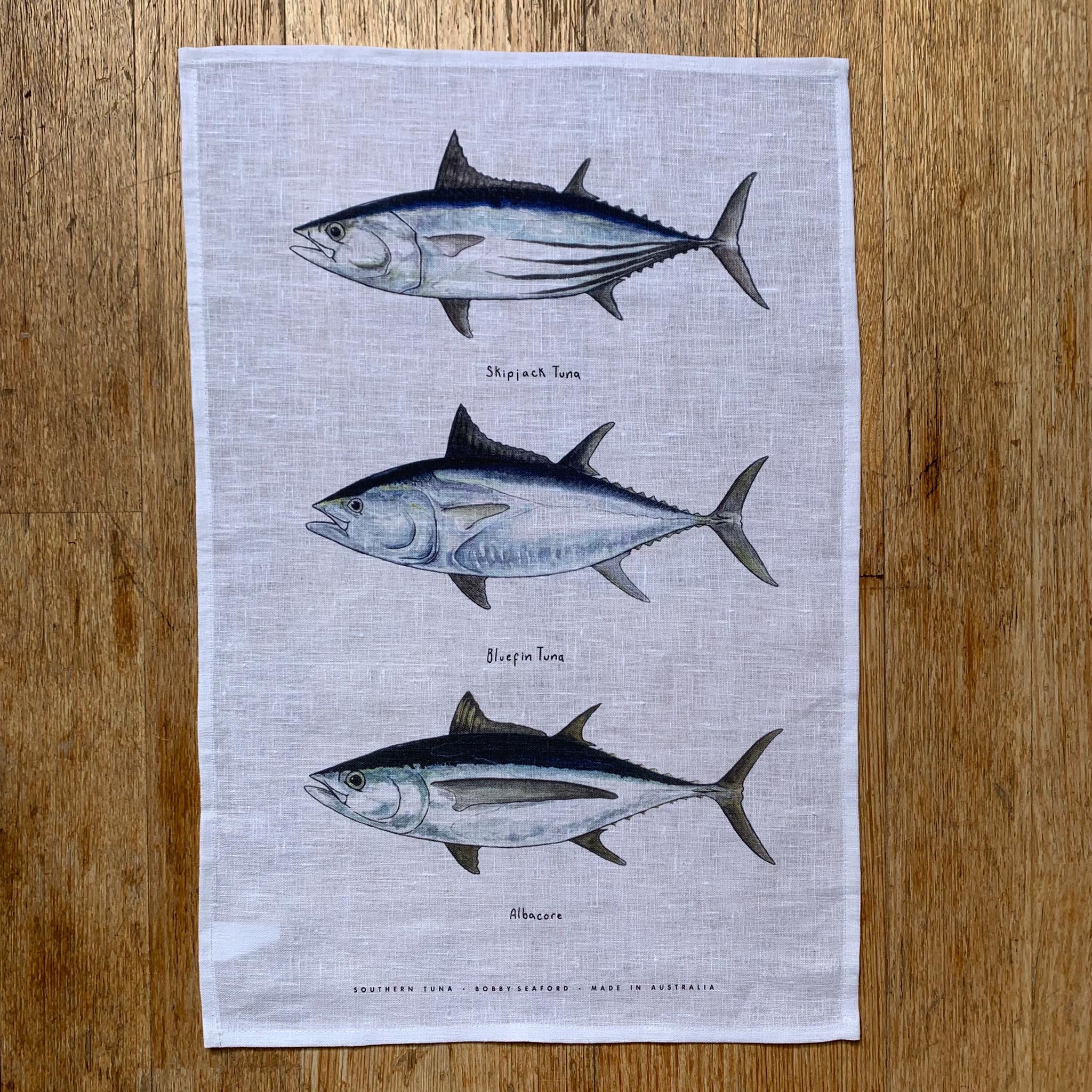 Southern Tuna Tea Towel - White